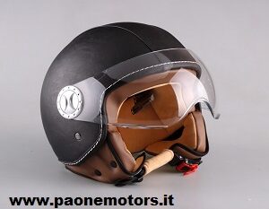 AL HELMETS CASCO DEMI-JET MOD.101 PELLE NERO